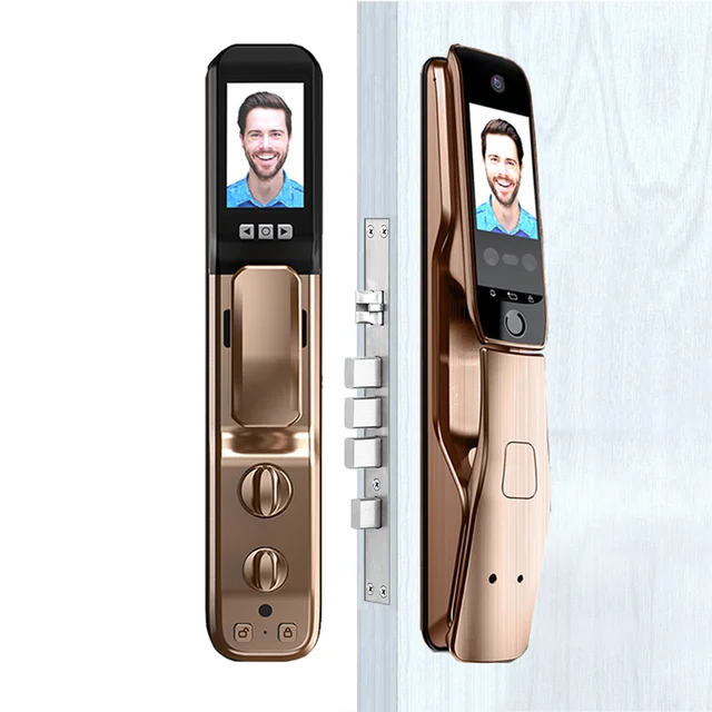 Tuya Smart Door Lock 3D Face Recognition Palm Print Unlock Zinc Alloy Digital Electronic Smart Door Lock With Video Call