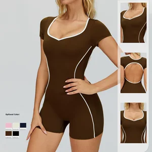 Wholesale Gym Fitness Active Wear Bodysuit One Piece Workout Romper Yoga Jumpsuits for Women
