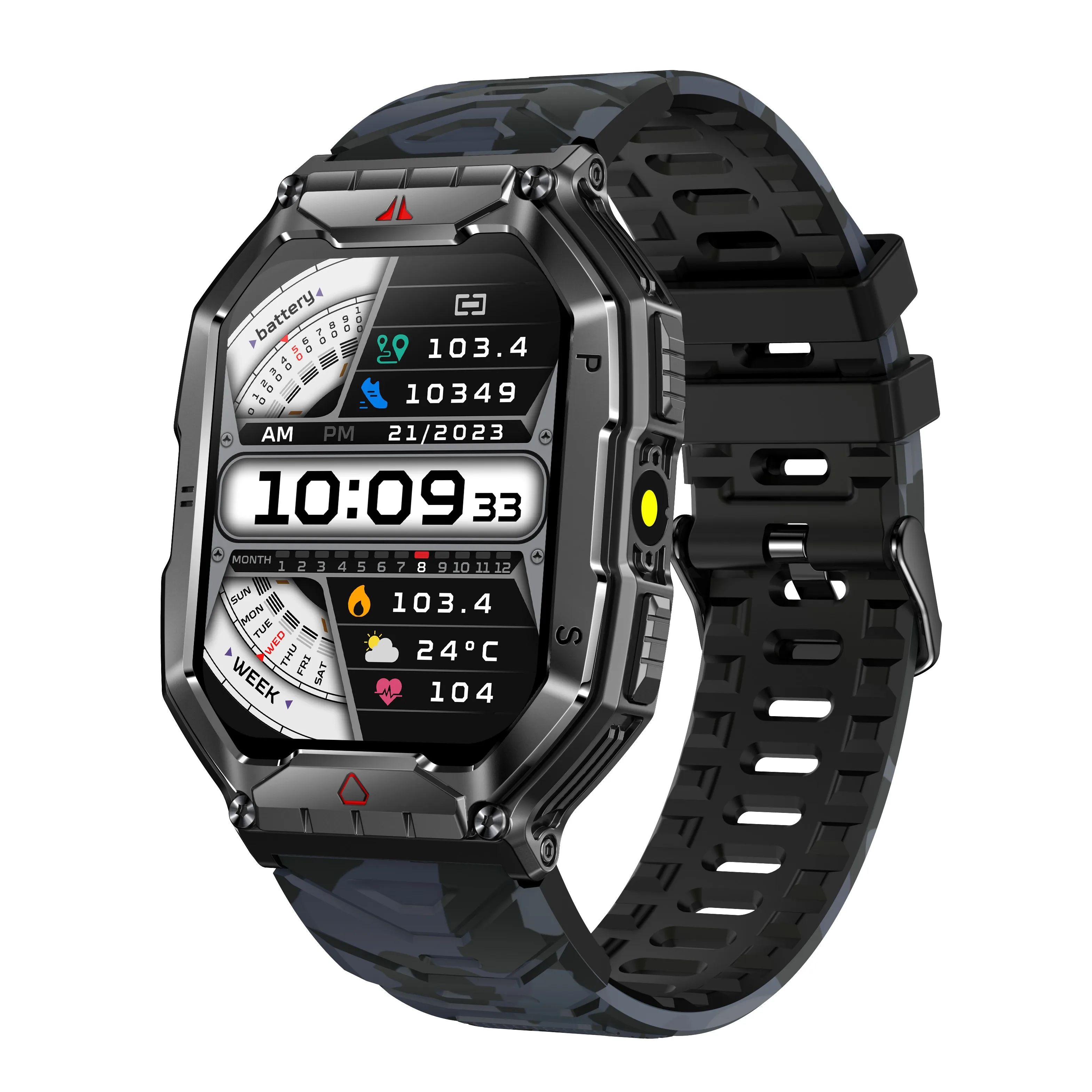 2025 Outdoor Sports Smart Watch for Men 650mAh BT Call Compass Waterproof Blood Oxygen Heart Rate Monitoring KR82 Smartwatch