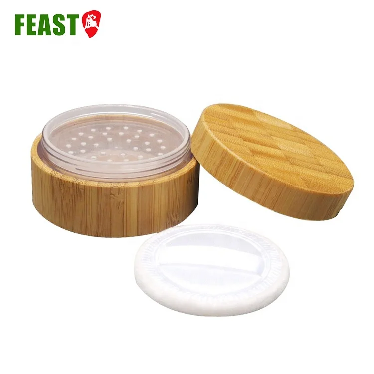 Customized Foundation Cosmetic Bottle Wholesale Powder Bottles Empty Bamboo Storage Bottle for Cosmetic Loose Powder