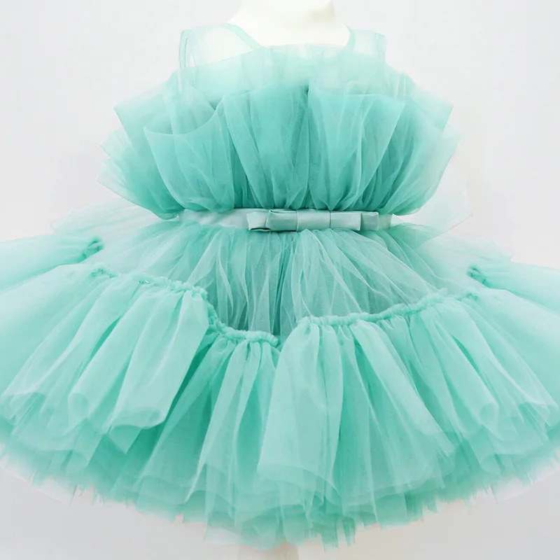 Fancy Princess Wedding Frocks Girl Puffy Ruffled Tutu Dress