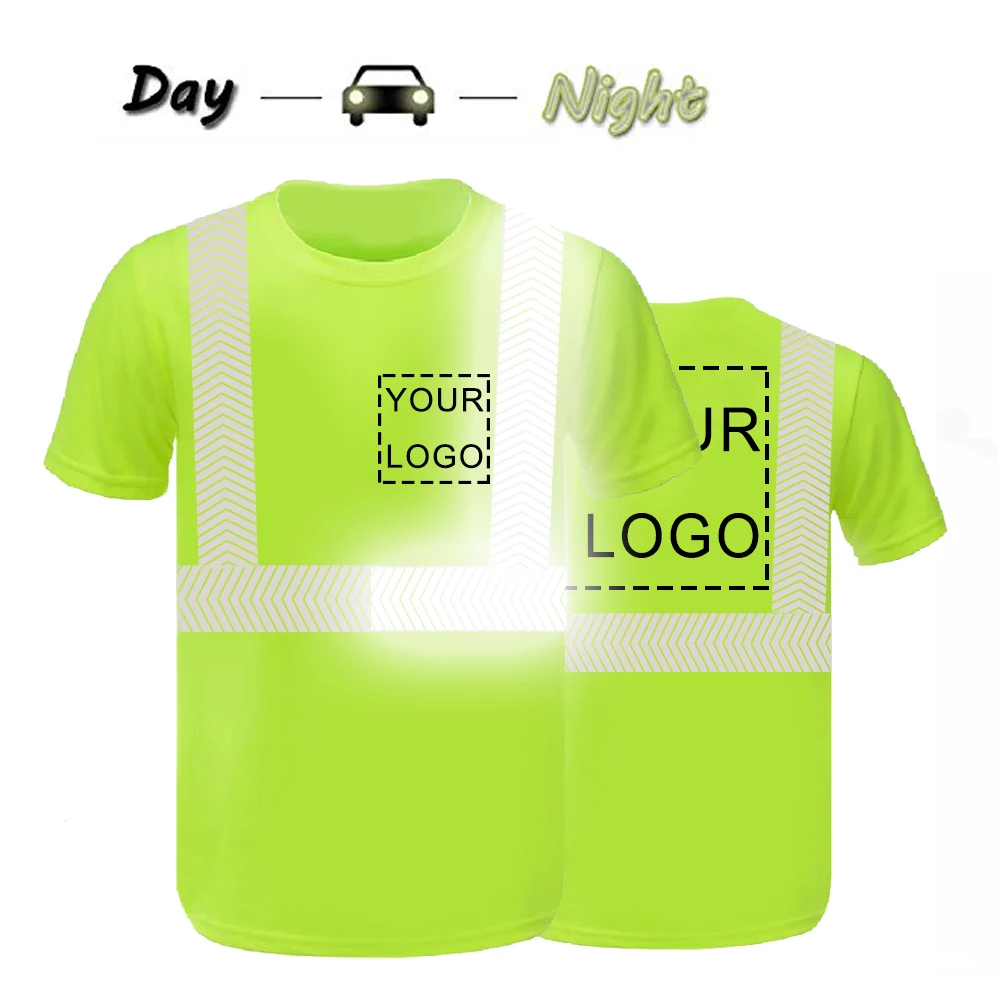 High Visibility Reflective Safety Shirts Custom Your Logo Hi Vis t Shirts  Neon Quick Dry Outdoor Work Shirts