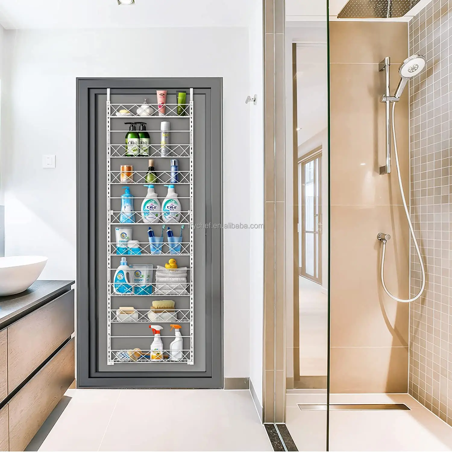 Over the Door Pantry Organizer Rack with Adjustable Shelves,Heavy-duty ...