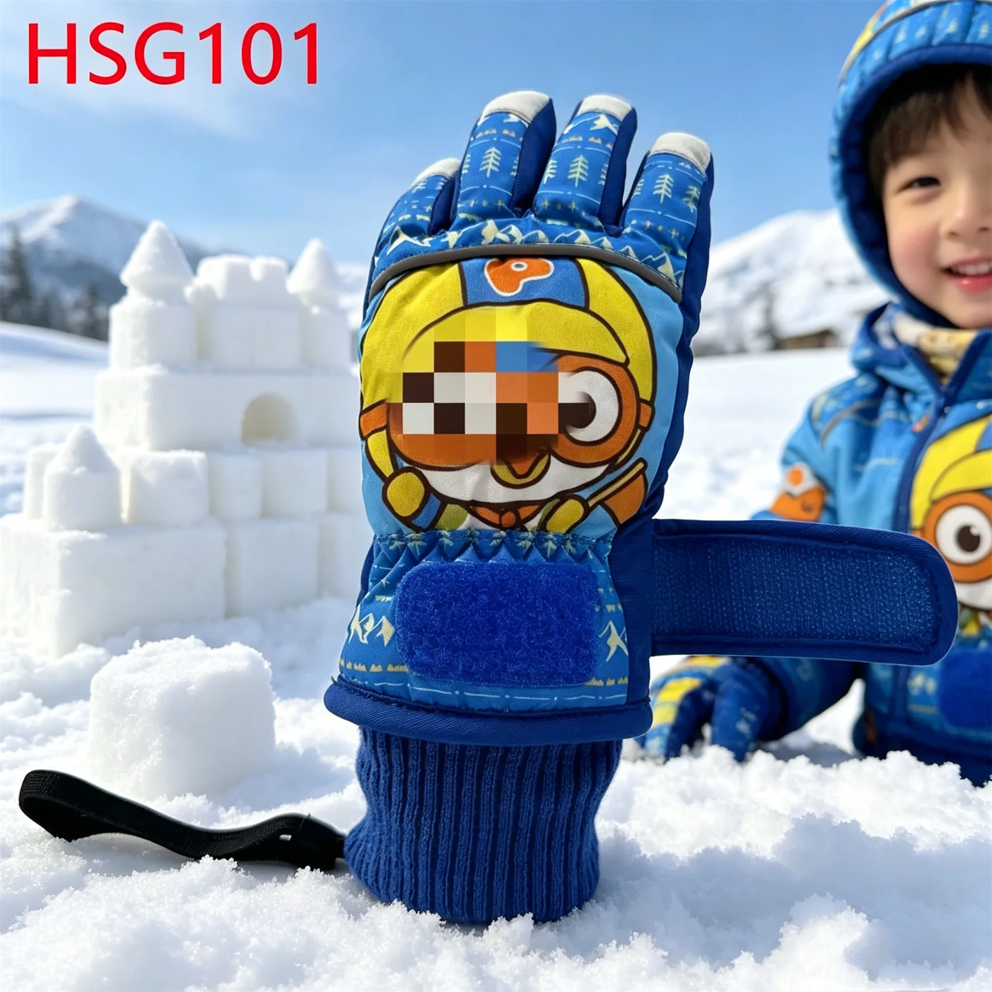 ZYF,Touch Sensitive Scuff Guard Blue/pink/black Kids Ski Gloves Prevent Snow Water Permeating Snow Gloves for Winter HSG101