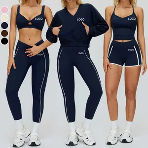 Custom 5 Piece Workout Sets Women's Quick Dry Breathable Sportswear High Waist Push up Workout Leggings Tight Sports Fitness Set