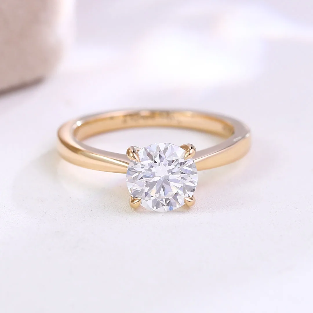 1.5 Carat Round Cut Lab Created Diamond Engagement Ring Diamond Solitaire Engagement Ring Promise Ring 14 k 18 k Gold Jewelry