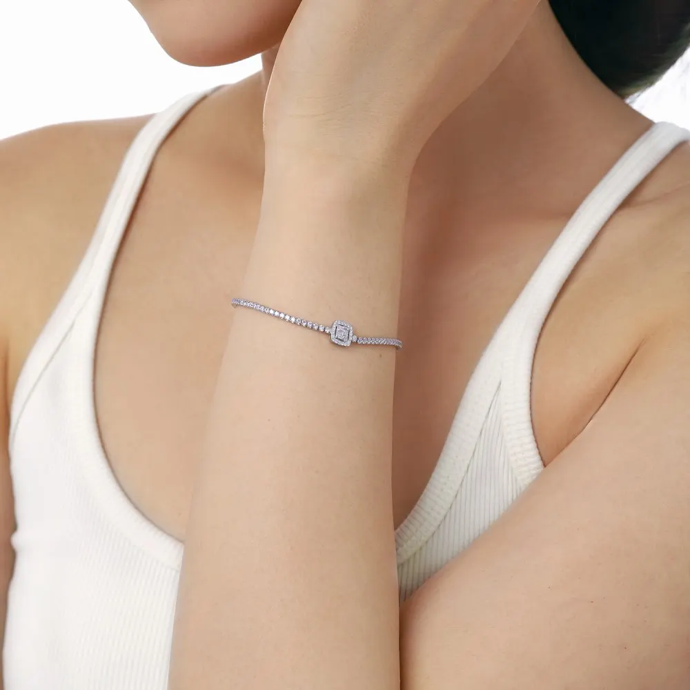 KAKODIY Hip Hop Ice Bracelet Rectangular Cubic Zirconia Square Bracelet Women's Cubic Zirconia Bracelet Cuban Link detail 4