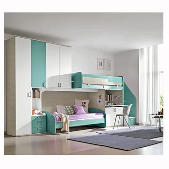 High Quality Kids Bedroom Furniture EUBK108 Children's Bunk Bed With Desk