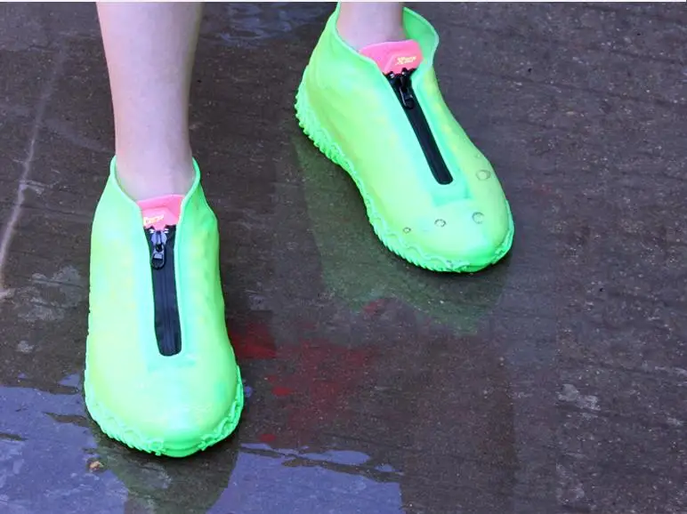 Easy Puton and Take off Zipper Silicon Rain Shoe Protection Cover Protective Anti Slip Rainy Reusable Silicone Shoes Cover