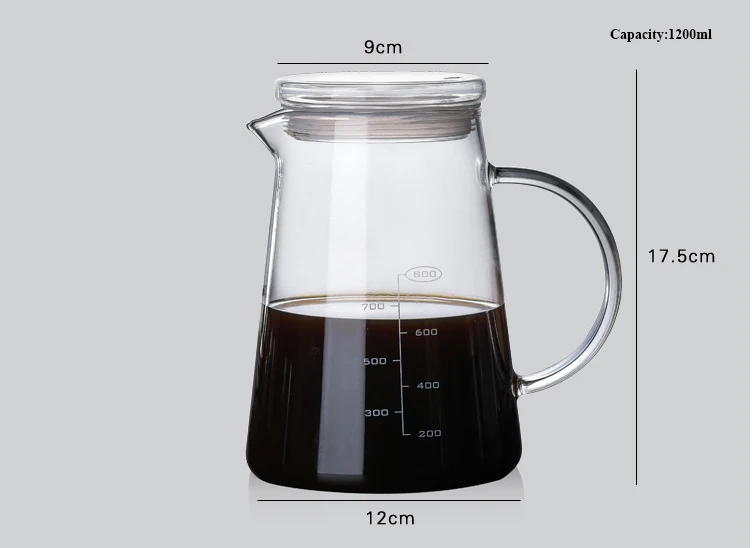 Blue Brew-Borosilicate Glass Coffee Server 600 ML-Heat Resistant