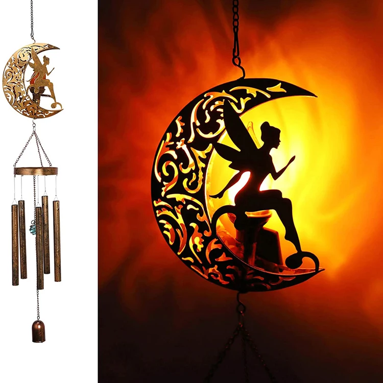 waterproof angels moon lights solar fairy sympathy wind chimes Angel fairy