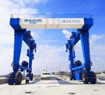 Heavy Duty 500Tons Double Girder Gantry Crane Boat Lifting Mobile Hoist Rubber Tyre Engine Motor Bearing Gearbox-RMG MG Mobile