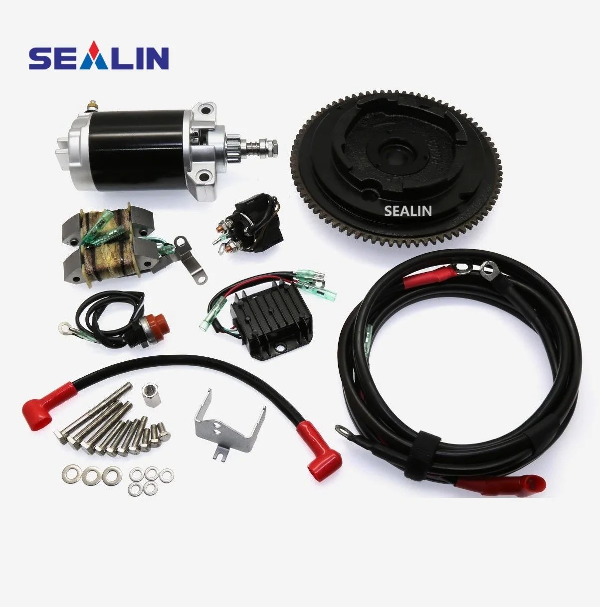Electric Start Kit 5.5 / 6.5Hp Engine Starter 4 Stroke Ignition Kit Chicken Stick Engine Starter Flywheel For GX160 GX200 - 34 - View #7