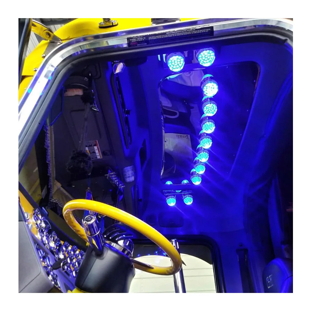Dual Revolution Truck Accessories Turn Signal and Auxiliary Marker Lights Stainless Steel Bezel 19 Led Watermelon Lights