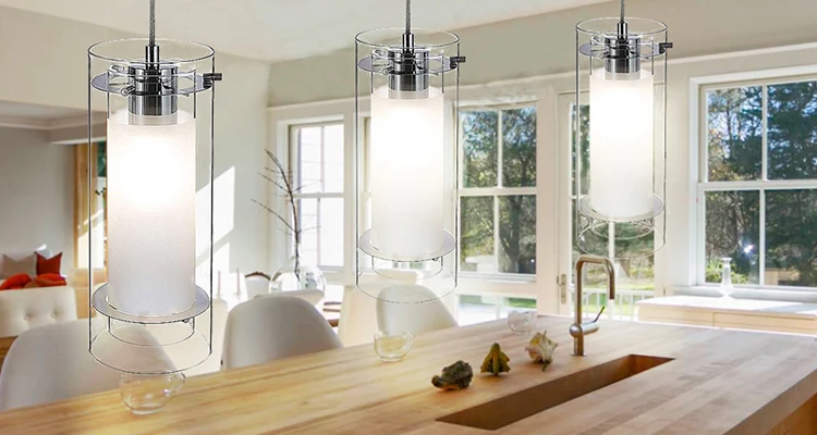 Contemporary Hanging Ceiling Pendant Lighting Fixture Chrome Kitchen Single Pendant Light Crystal Indoor Chandelier