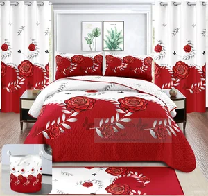 8 Piece Luxury Bedding Set with Curtains Floor Mat Laundry Basket Comforter Pillowcases Hotel Home Textile Wholesale