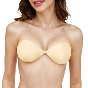 Sticky boobs OEM invisible push up reusable backless strapless silicone self adhesive thicken 3 cm wedding bra for dress