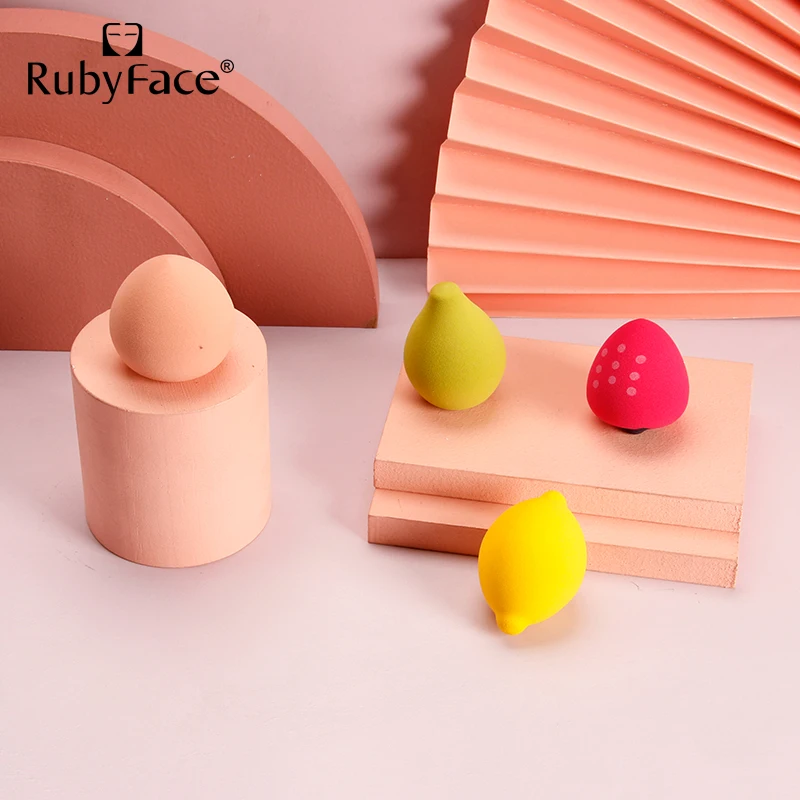 Rubyface Fruit Shape Makeup Powder Puff Beauty  Cosmetics Puff Latex Free Avocado Lemon Peach Strawberry  Fruit Makeup Sponge
