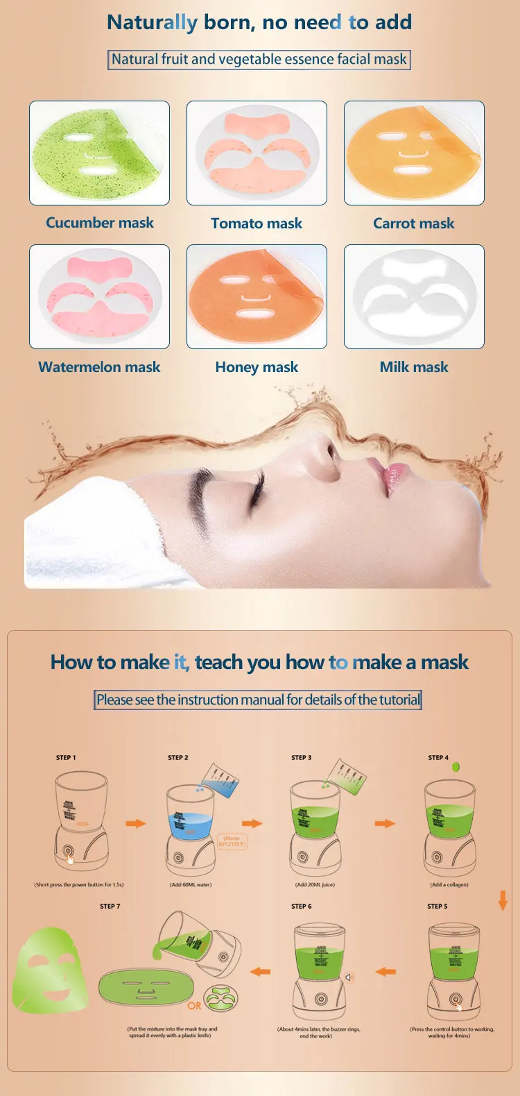 Collagen Fruit Vegetable Spa Facial Face Mask Maker Mini Magic