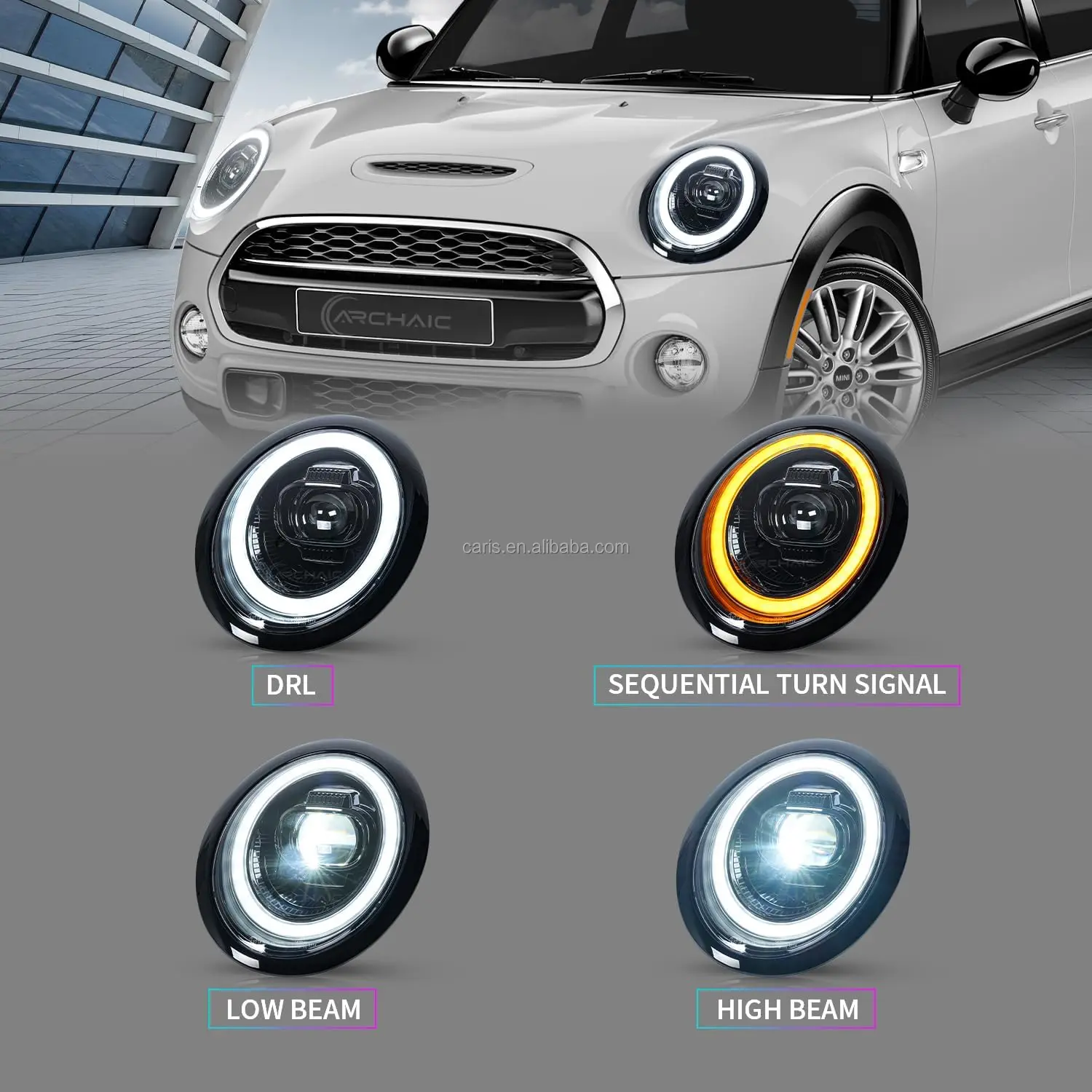 Mini R50 Headlights Archaic LED R50 JCW Headlight for 2002-2006 Mini Cooper R50 R53 R52 ...