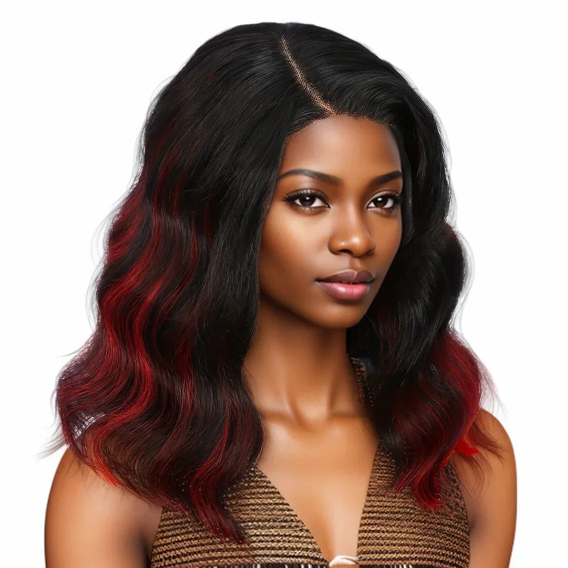 Parrucche di capelli umani ondulati di colore rosso misto al 250% Parrucca di pizzo trasparente con parte a T Parrucche frontali in pizzo brasiliano Remy_voghion.com