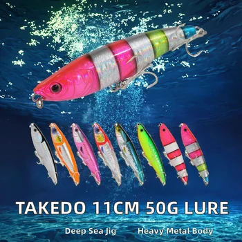 TAKEDO 11CM 50G Floating Pencil Lure Metal Jigging Lure Deep Sea Freshwater Fishing Bait 4# Treble Hook for Tuna River Lake – Metal Jig – view 3