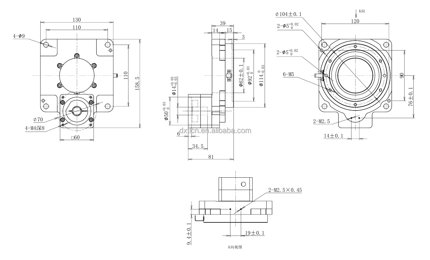 High Precision 130mm Hollow Rotary Platform Planetary Rotating Table CNC Machinery Adapt to 400w Servo Motor 57/60 Stepper Motor manufacture