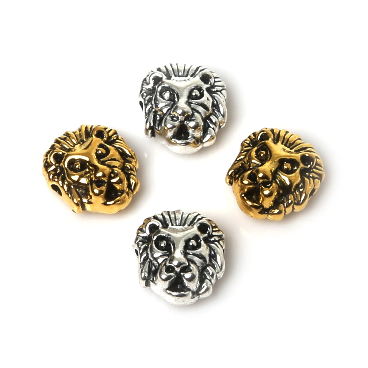 10Pcs Animal Alloy Lion Head Charm Loose Spacer Beads DIY Bracelet Necklace 
