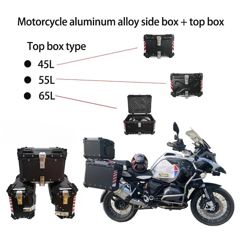 Боковой черный Задний ящик для мотоцикла электровелосипеда оптовая продажа Алюминиевый бокс 45 л быстроразъемный замок
