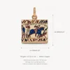 No 8 embroidered painting pendant Gold