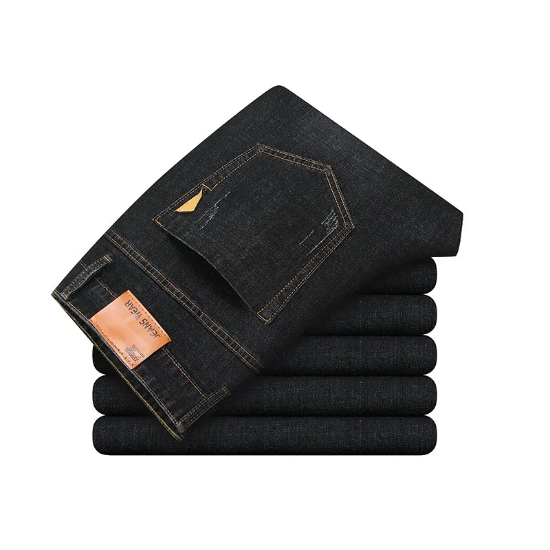 Nouveau pantalon droit slim en denim pour homme avec élastique surdimensionné adapté aux affaires et aux loisirs_voghion.com