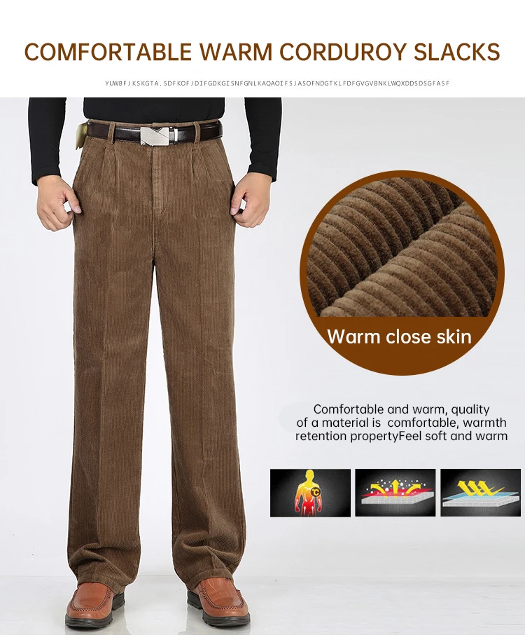 Custom Logo Made Men's 100% Cotton Corduroy Trousers Business Straight ...