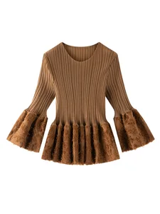 Miyake's Unique Design Pleated Casual Polyester Women's Spring New Solid Color Half Sleeve Loose T-Shirt Pullover