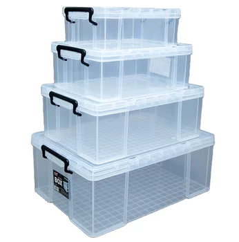 household transparent plastic flat organizing box household autumn and winter Family clothing toy storage box