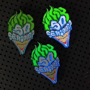 Custom rubber clutches hard enamel glitter pin Glow in the dark clown metal Halloween style funny hat pin