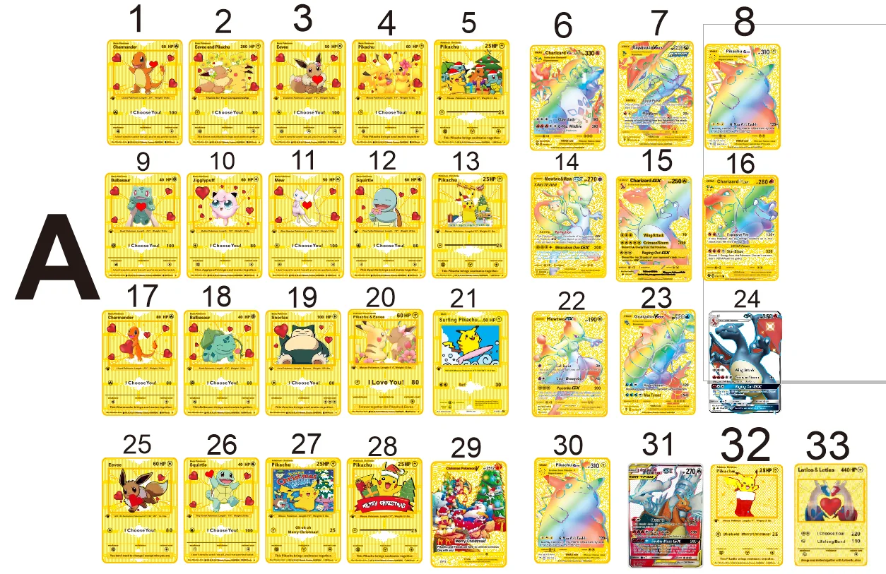 Pikachu Gold Metal Carte Real Golden Poke Mon Trading Cards