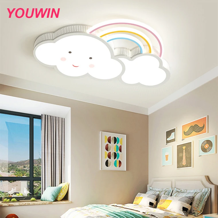 Nordic minimalist modern wrought iron kid bedroom study ceiling lamp with remote control
