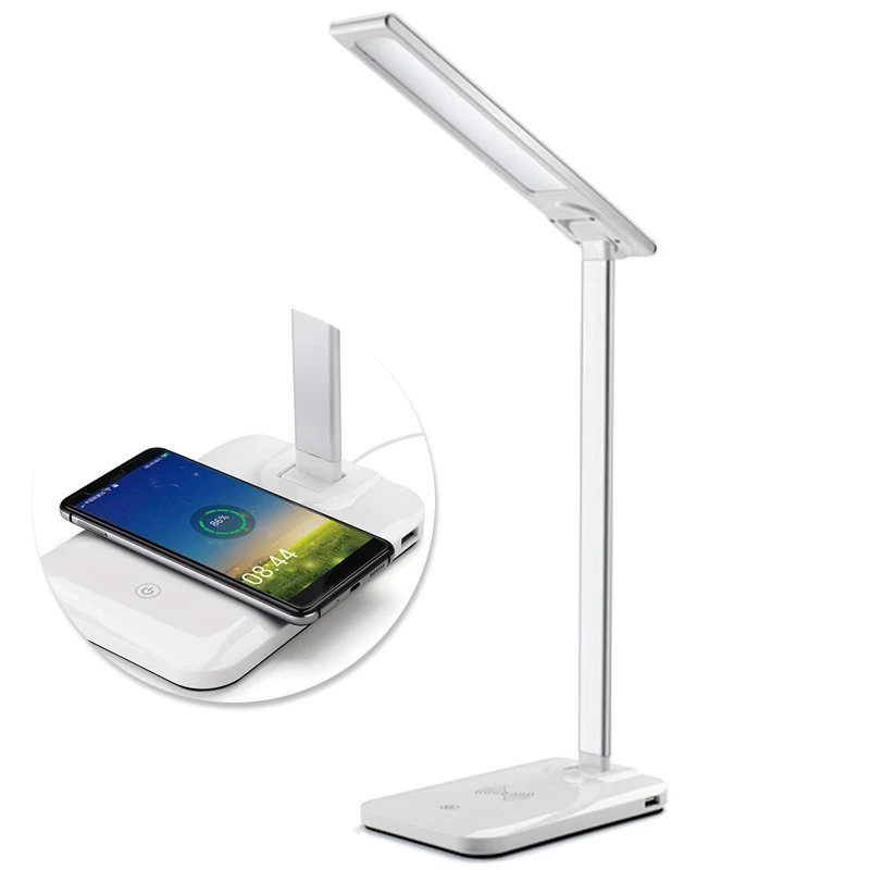 Stepless Dimming Eye-Care LED 10W Desk Lamp Mobile Wireless Charger for iphone 11 12 12pro Flexible Touch Control Night Light