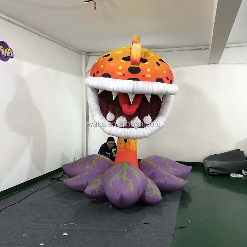Customized Automatic Open and Close Inflatable Flower Man Eater Plant for bar Event Decoration