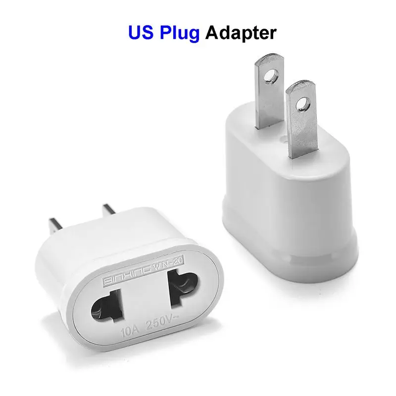 Pack De 2 Adaptadores De Enchufe Americano A Europeo – Blanco, Compactos Y Resistentes, Para Viajes Y Dispositivos Electrónicos