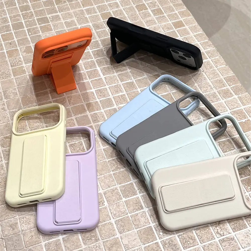 2026 Hot Selling Luxury Shockproof Soft Liquid Silicone Phone Case Strip Stand for 17Pro Max 17air 17pro Anti-Yellowing case