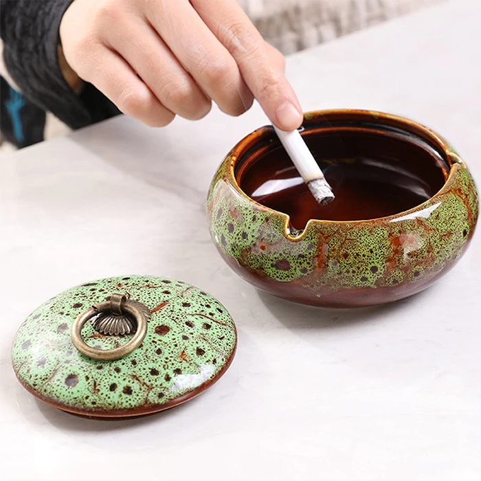 Низкий минимальный объем продаж 50 шт. высококачественная керамическая пепельница для сигар круглая форма аксессуары курения офиса