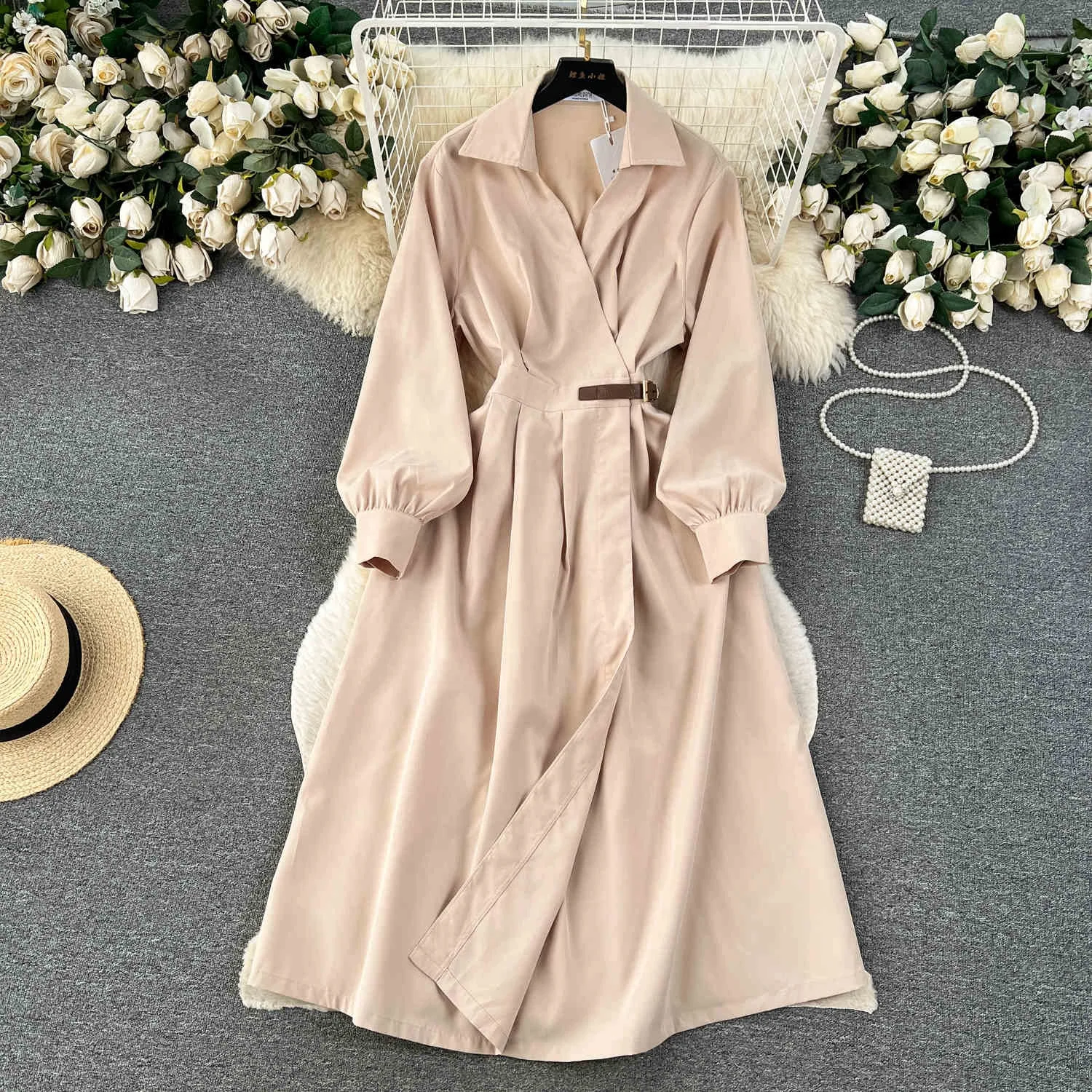 Elegant Lapel Waist Dress for Women - Stylish & Versatile