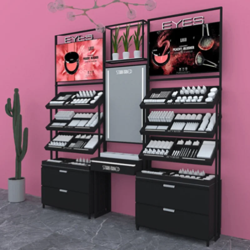 Заводская распродажа Прямая поставка светодиодная витрина косметическая полка Косметическая Помада для макияжа комбинированный Витринный Шкаф
