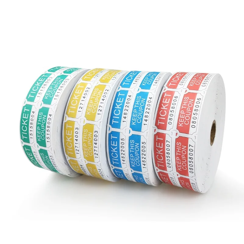 Custom logo Raffle Ticket Drum 1000 Set Tickets /Roll Custom Redemption Raffle Ticket
