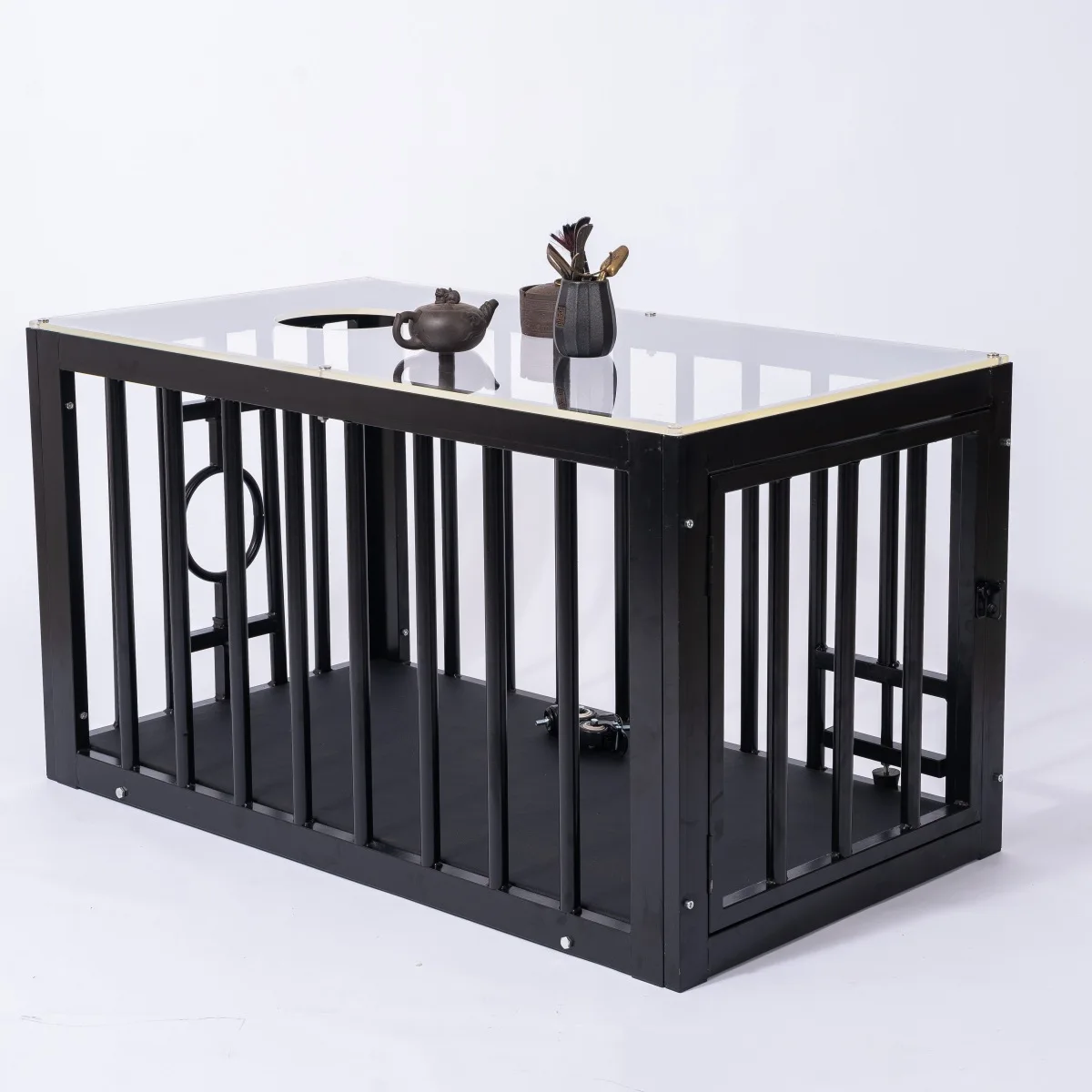 BDSM Iron Cage Training Table Coffee Table and Dog Cage with Sex Furniture Props for Training and Restraint