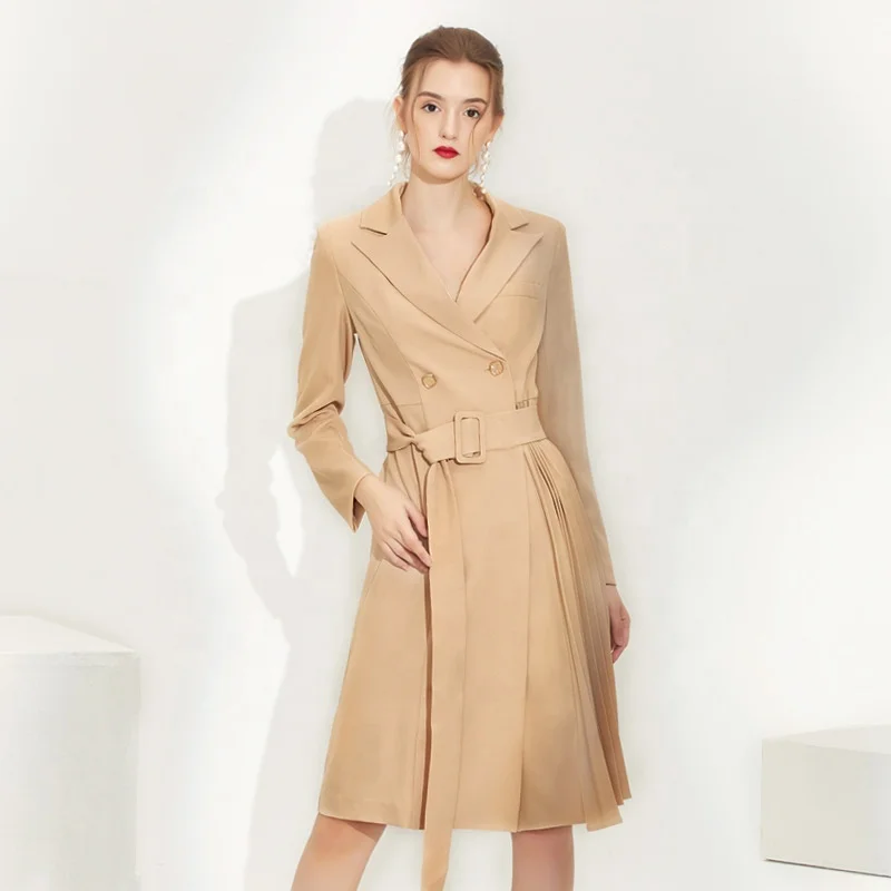 strapless open back dress Red Cotton Dress Women's Trench Coat with Matching Belt | Bergman Collection
