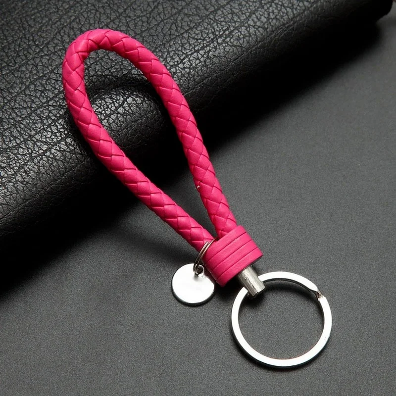 PU Leather Keychain Holder Braided Woven Rope Key Chain Keyring Handmade Pendant Wrist Keychain