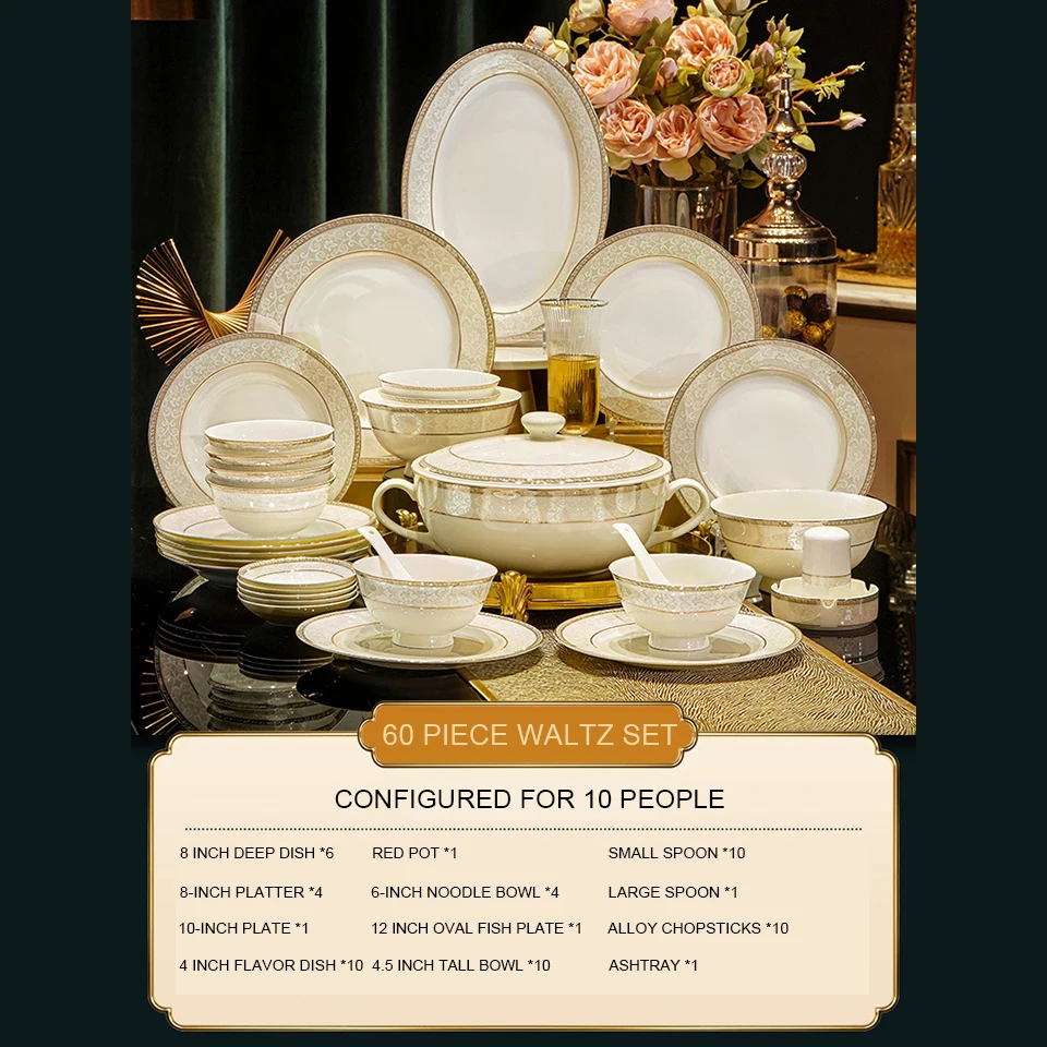 Luxury Royal Hotel Restaurant Wedding Party White Gold Rimmed Porcelain