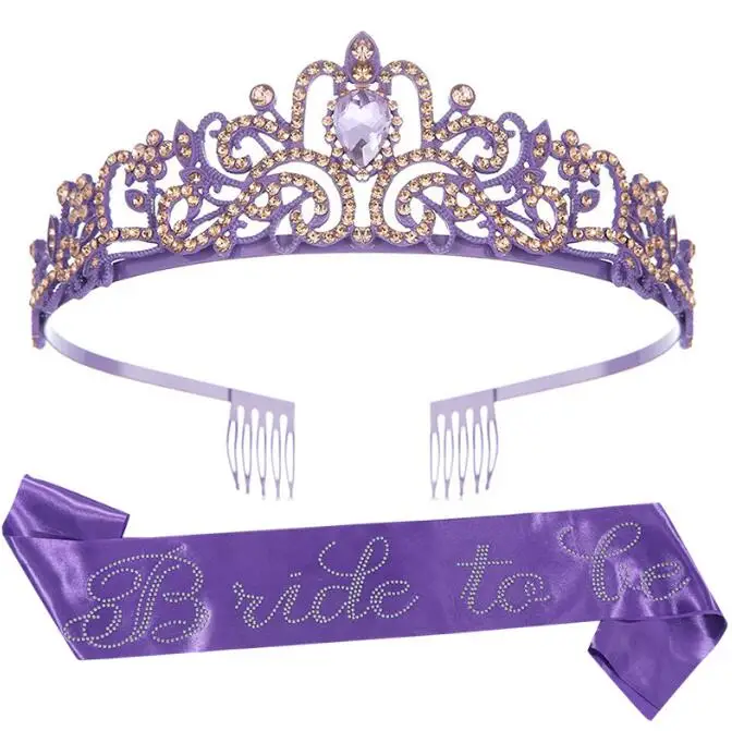 Со словом «Невеста» пояс из хрустального сплава с тиарой для девочек на день рождения и поясом